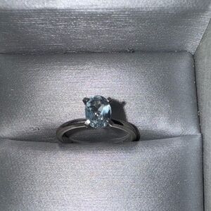 Vintage Sterling Silver Aquamarine Solitaire Ring, size 6